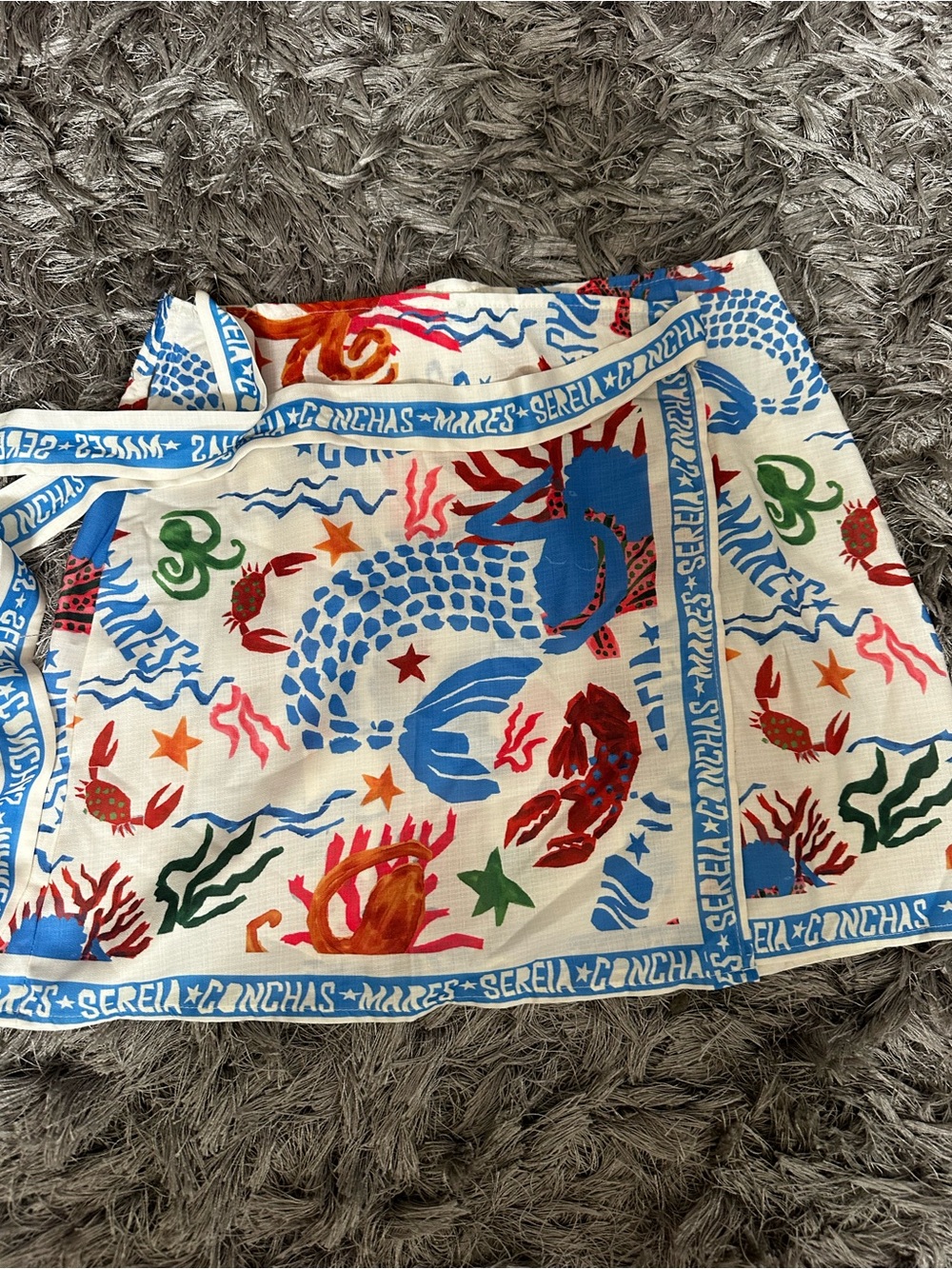 SHEIN White Mini Skirt with Multicolor Sea Life Print